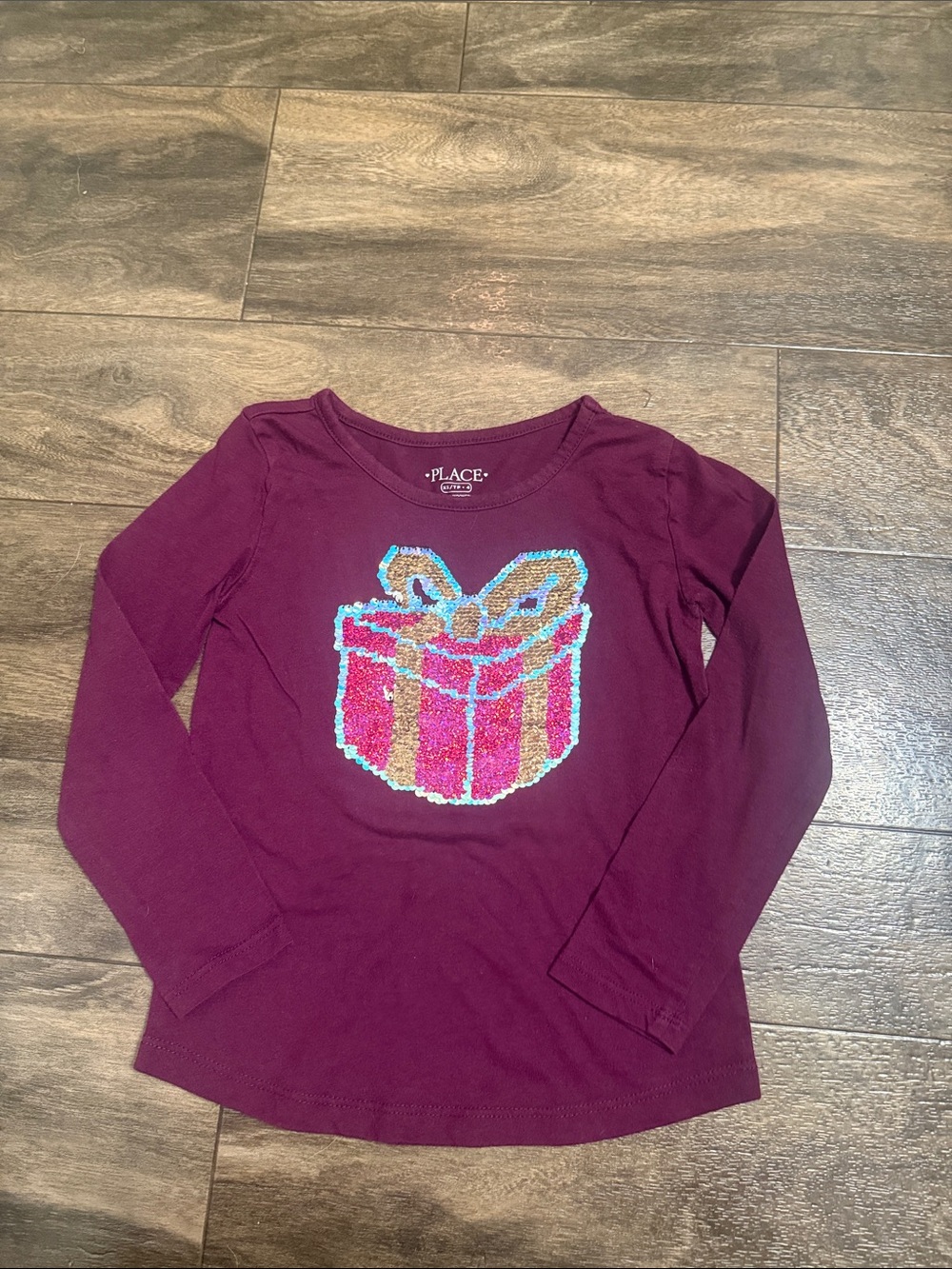 The Children's Place Girls' Burgundy Sequin Gift-Box Long Sleeve Top